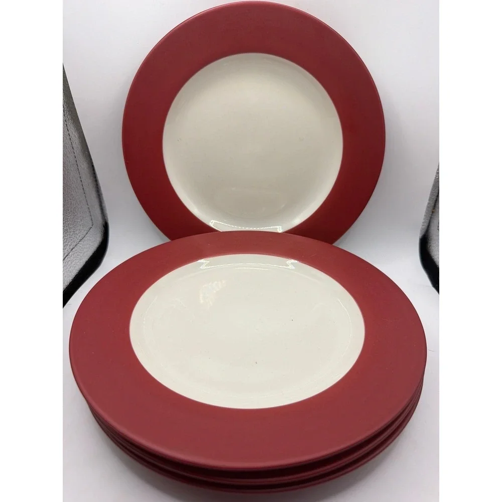 4 Noritake Colorwave Raspberry Salad Plates 8.5